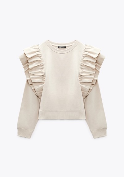 Contrast Ruffled Sweatshirt