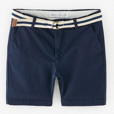 Chino Bermuda Shorts With Striped Belt from Zara