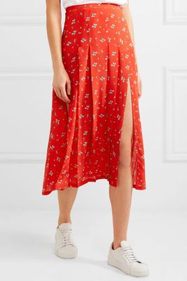 Georgia Pleated Floral-Print Silk Crepe Midi Skirt from Rixo London