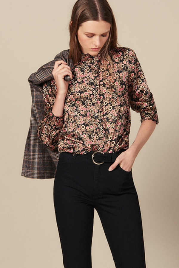 High Collar Blouse Edged With Ruffles from Sandro