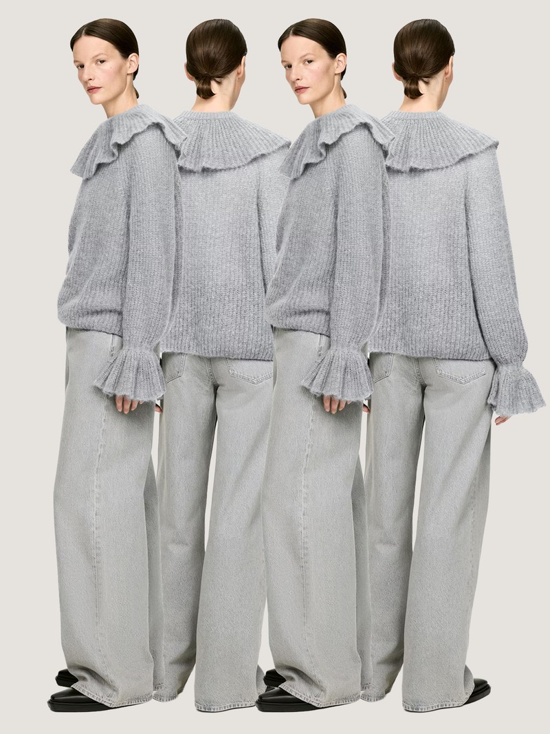 Mohair-Wool Blend Ruffle Jumper