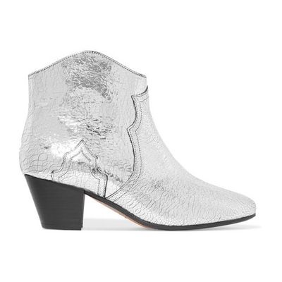 Dicker Metallic Cracked-Leather Ankle Boots from Isabel Marant