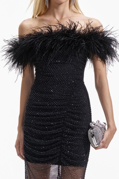 Rhinestone Feather Midi Dress  from Self Portrait