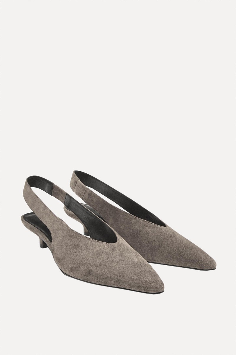 Split Suede High-Heel Slingback Shoes from Massimo Dutti