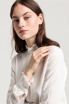 Solid Crepe Frill Shirt