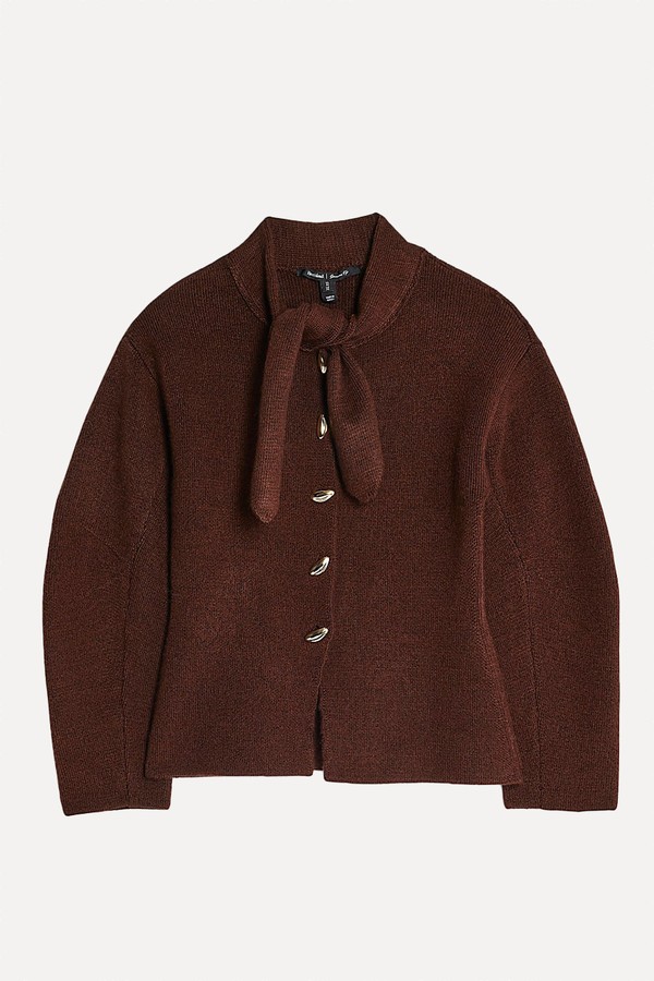 Knitted Tie Neck Cardigan from River Island