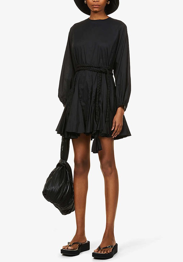 Ella Braided-Belt Cotton Mini Dress from Rhode