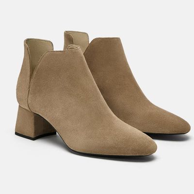 High Heel Leather Ankle Boots With Openings  from Zara