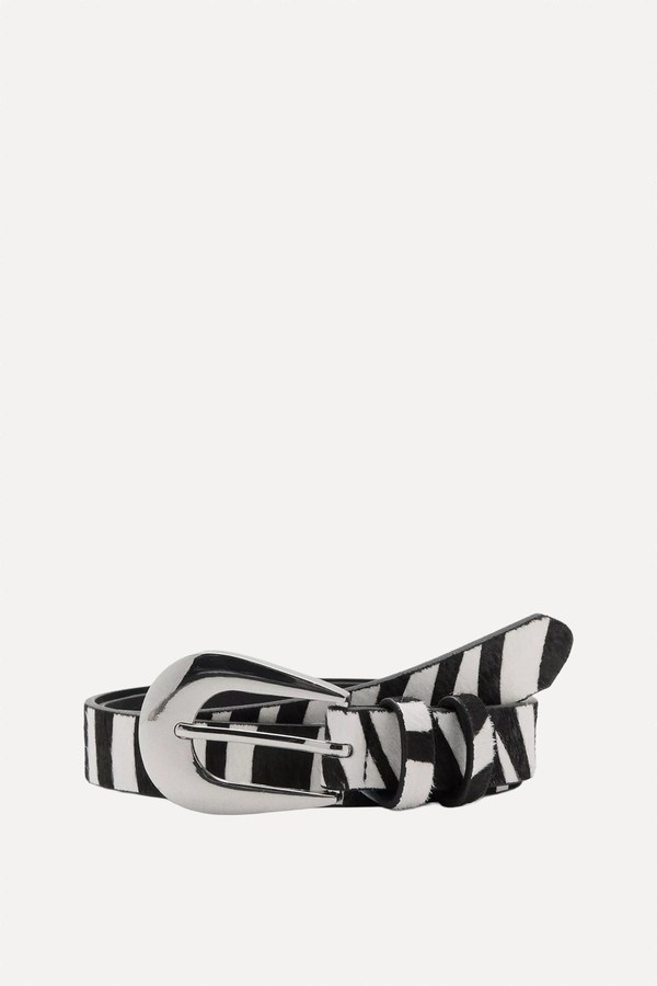 Zebra-Print Fur Belt from Mango