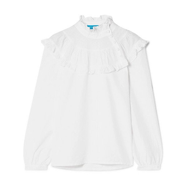 Emmanuelle Ruffled Swiss Dot Cotton Blend Blouse from M.i.h Jeans