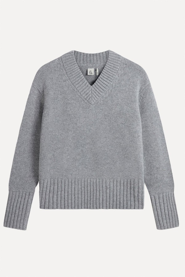 Cashmere Merino V-Neck Jumper from Rise & Fall