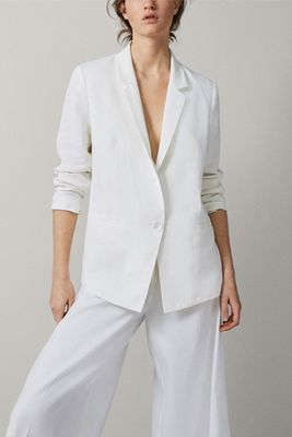 Plain 100% Linen Slim Fit Blazer from Massimo Dutti