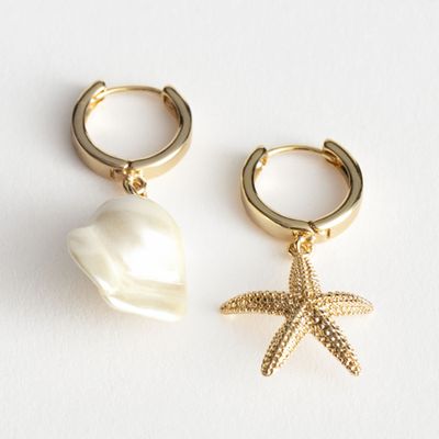 Mismatch Seashell Hoop Earrings from & Other Stories