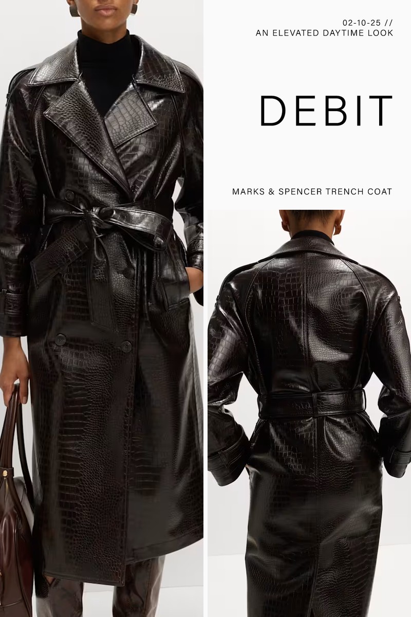 Textured Belted Longline Trench Coat from Marks & Spencer
