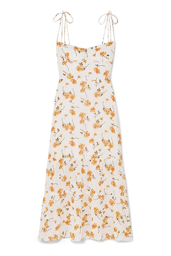 Emmie Floral-Print Georgette Midi Dress from Reformation