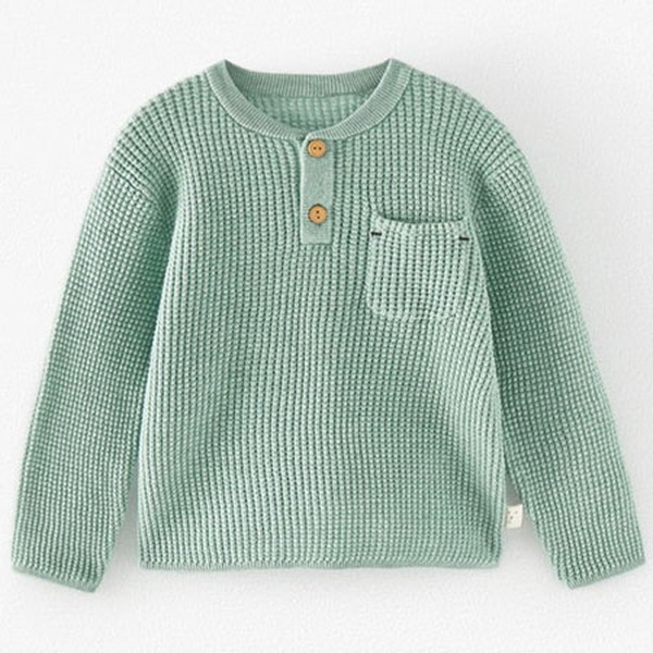 Waffle Knit Henley Sweater