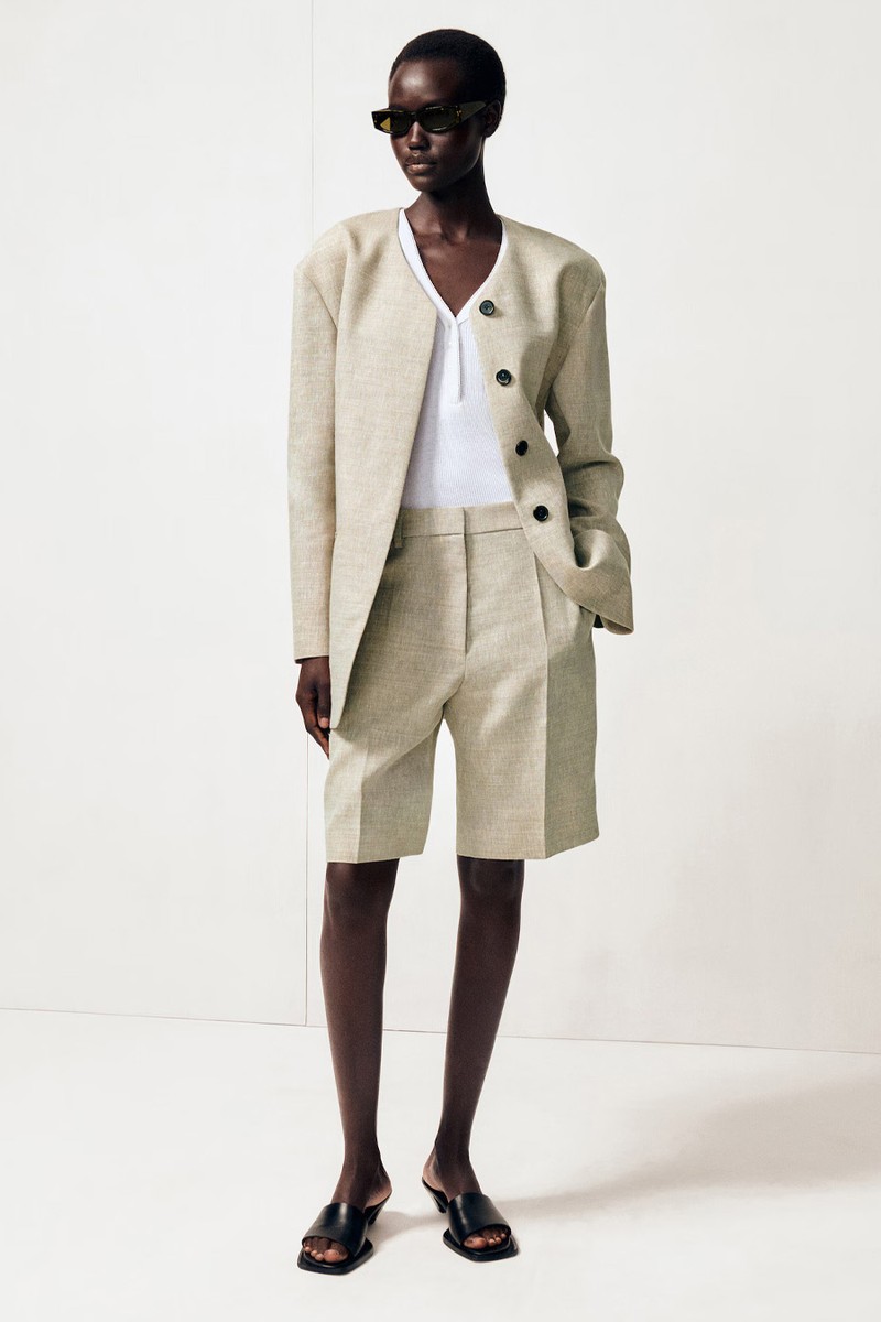 Structured Collarless Linen Blazer from COS
