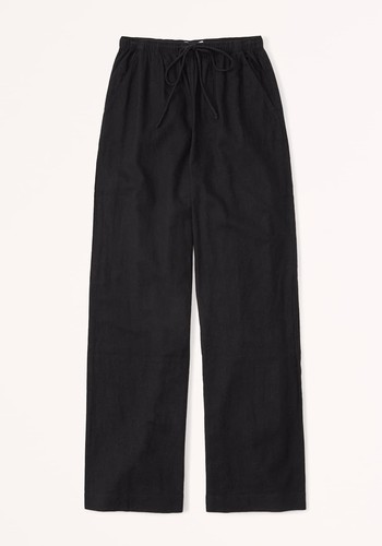 Linen-Blend Pull-On Wide Leg Pant