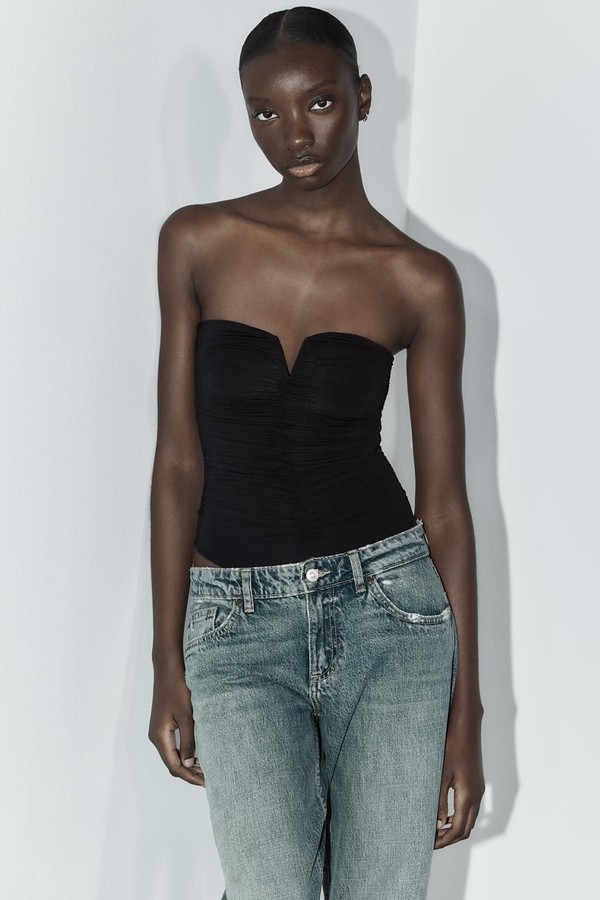 Ruffled Polyamide Bandeau Bodysuit from Zara