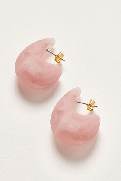 Mireya Matt Textured Resin Chunky Pink Hoop Earrings from Oliver Bonas