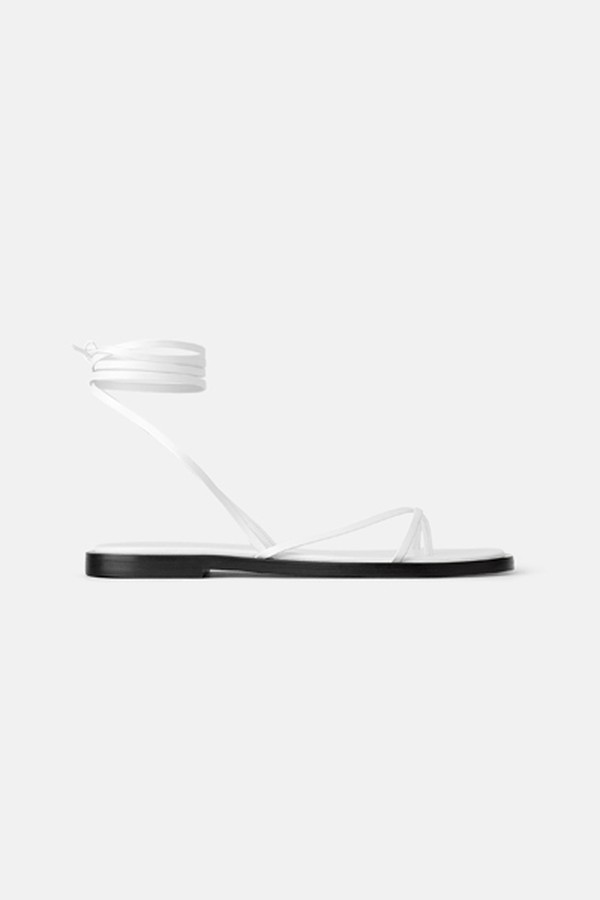 Leather Flat Sandals from Zara