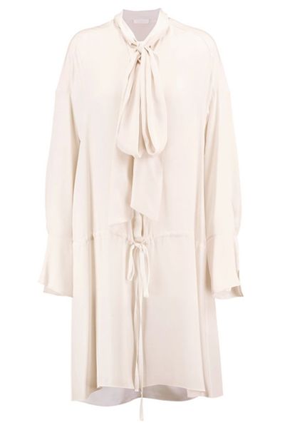 Pussy- Bow Crepe-Paneled Silk Dress  from Chloé 