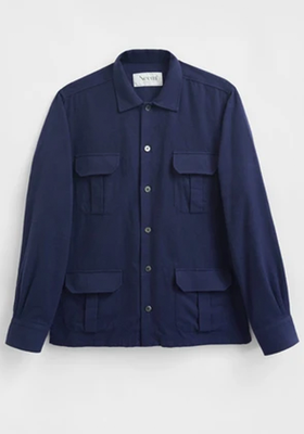 Recycled Italian Navy Blue Flannel Overshirt from Neem London