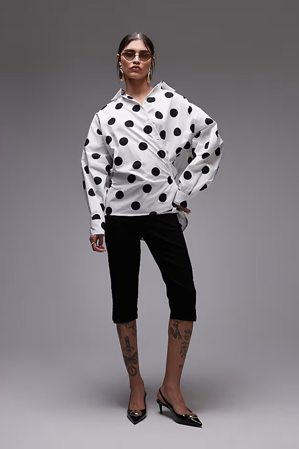 Poplin Cinch Detail Wrap Shirt  from ASOS DESIGN
