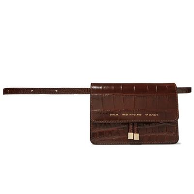 Mini Croc-Effect Glossed-Leather Belt Bag from Chylak
