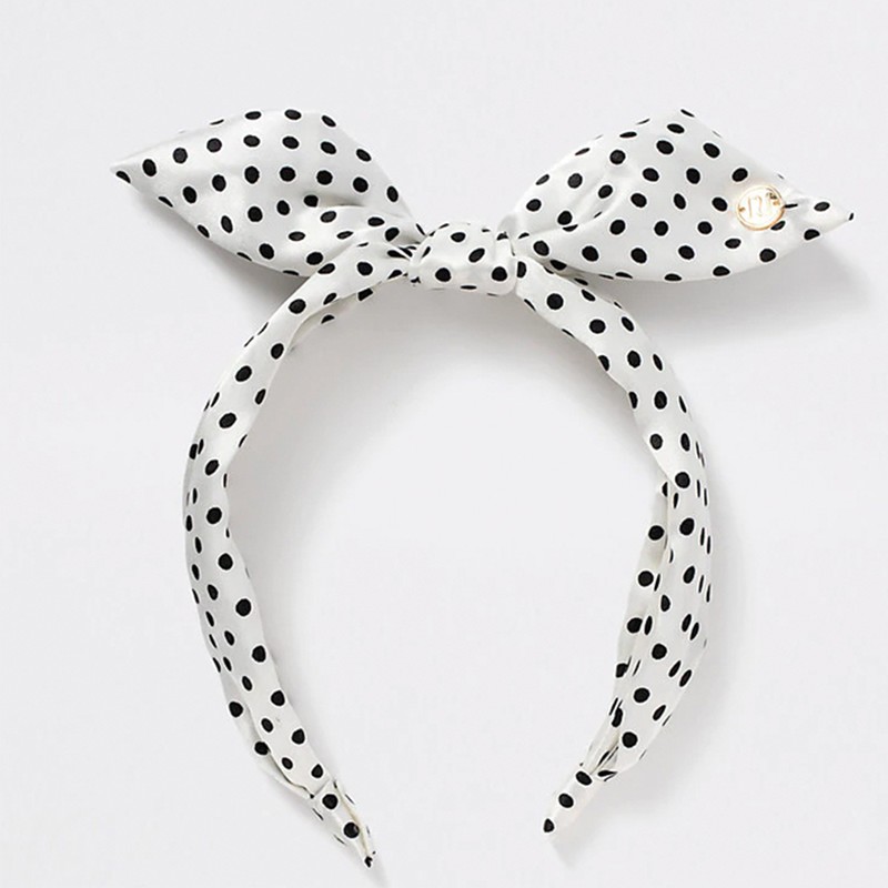 Black And White Polka Print Headband