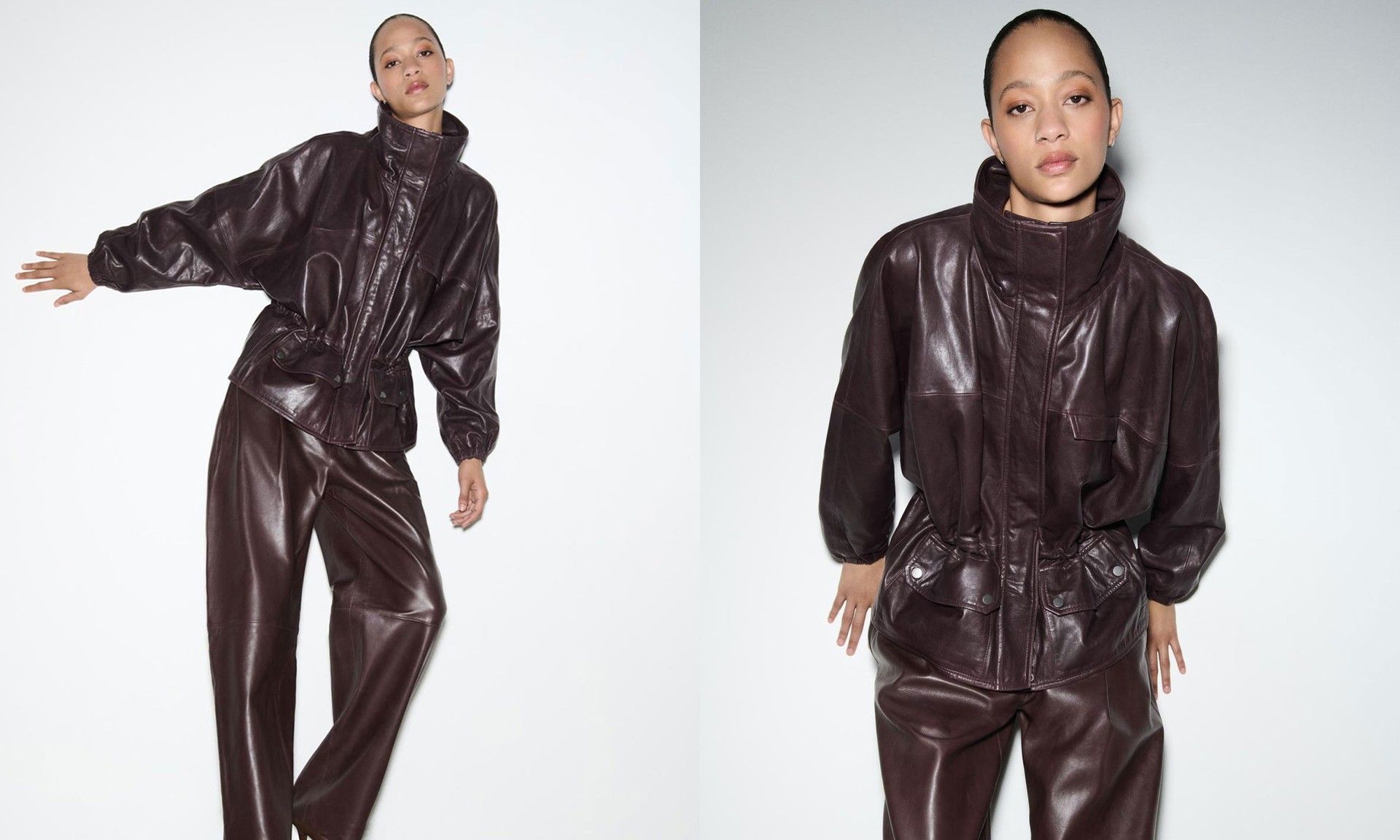 ZW Collection Limited Edition 100% Leather Balloon Trousers from Zara