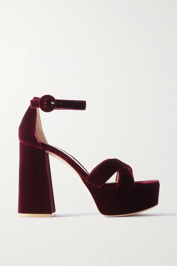 Sheridan 110 Velvet Platform Sandals from Gianvito Rossi