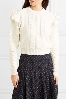 Ruffled Crochet-Trimmed Cotton Sweater from Stella McCartney