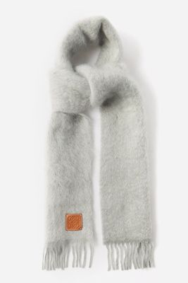 Anagram-Patch Fringed Mohair-Blend Scarf from Loewe