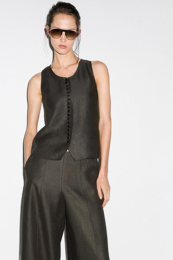 100% Linen Vest from Massimo Dutti