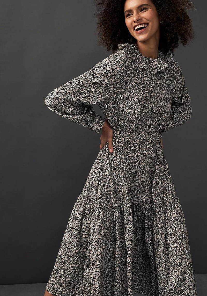 Ruffle-Collar Midi Dress from Selected Femme