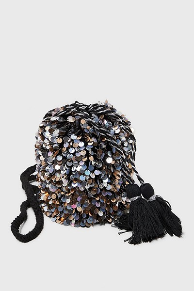 Sequinned Crossbody Bucket Bag from Zara