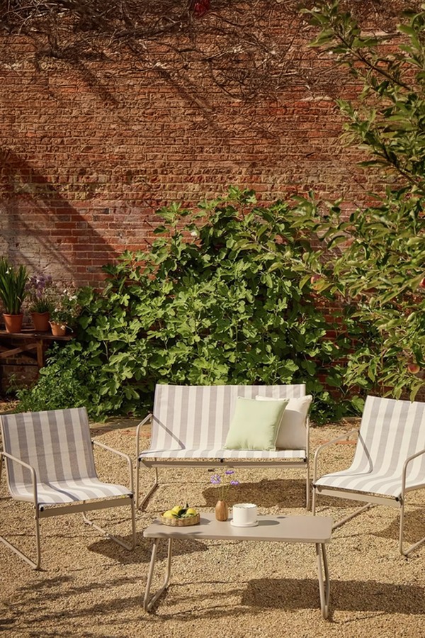 4 Seater Stripe Metal Patio Set