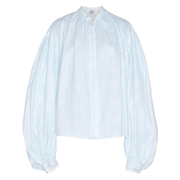 Slava Printed Linen Balloon-Sleeve Blouse from Thierry Colson