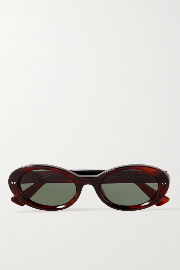 Ida Oval-Frame Tortoiseshell Acetate Sunglasses from Lexxola 