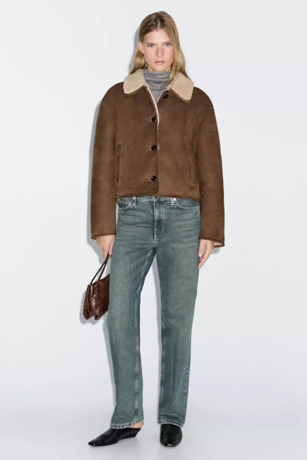 Short Leather Jacket With Lambskin