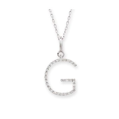 Elegant White Gold Letter G Diamond Pendant from London Road Jewellery