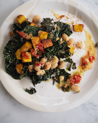 Butterbeans, Roasted Squash & Cavolo Nero With Chilli Oil