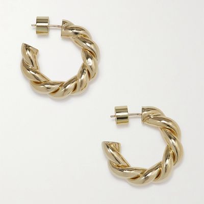 Twisted Huggie Gold-Plated Hoop Earrings from Jennifer Fisher