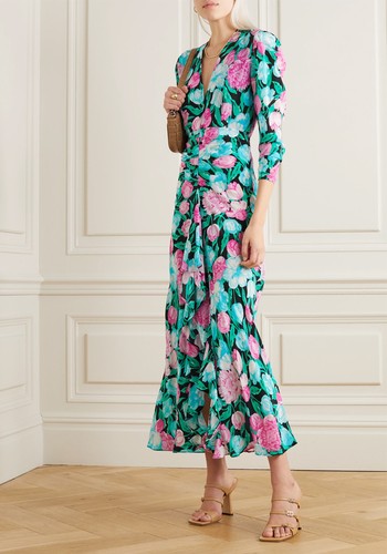 Paloma Open Back Floral Print Silk Crepe De Chine Midi from Rixo