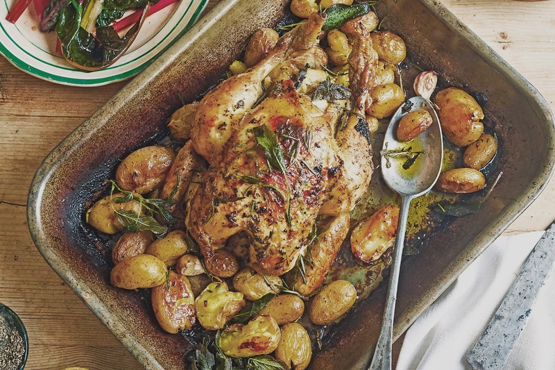 Lemon & Herb-Infused Roast Chicken With Lemon Gravy