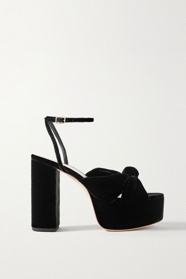 Roz Knotted Velvet Platform Sandals from Loeffler Randall