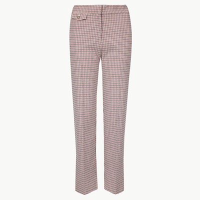 Checked Straight Leg Trousers