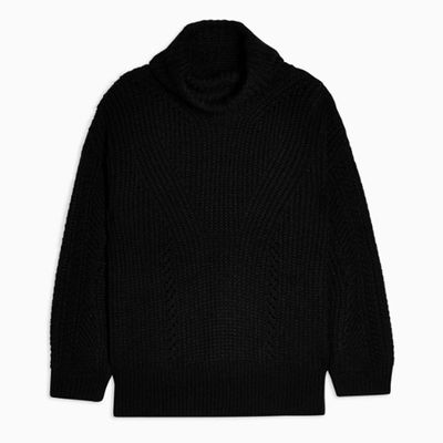 Black Knitted Roll Neck Jumper from Topshop