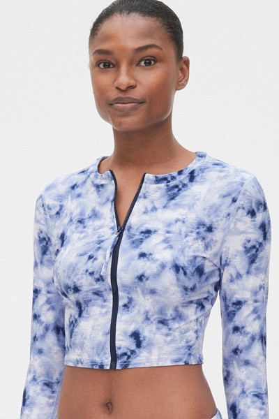 Crop Zip-Front Rashguard from Gap